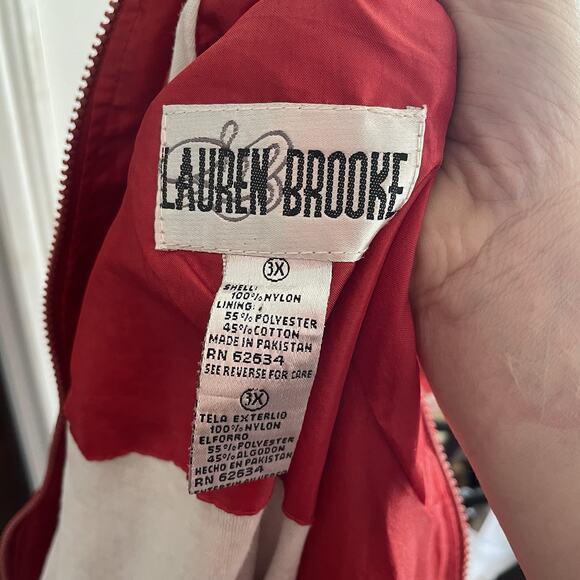 Vintage Lauren Brooke 80s Red Gold Leopard Windbreaker Jacket Womens 3X - Picture 9 of 9